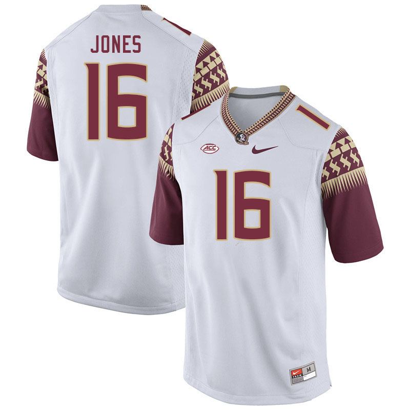 Men #16 Quindarrius Jones Florida State Seminoles College Football Jerseys Stitched-White
